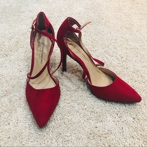 Red Suade Heels by Christian Siriano